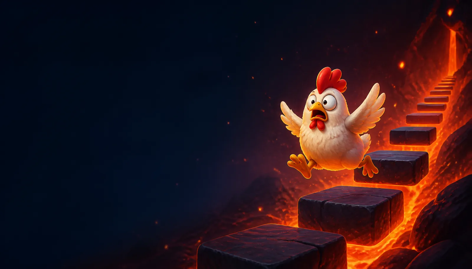 Colorful hero banner for Chicken Road with brand-inspired elements on the right side